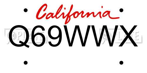 Q69WWX California License Plate