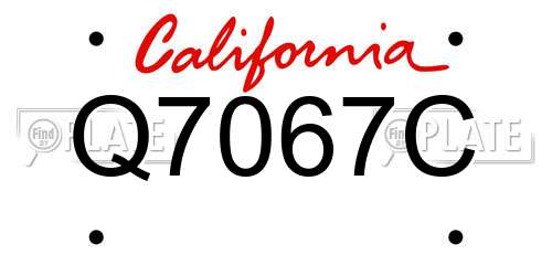 Q7067C California License Plate