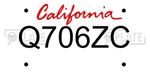 Q706ZC California License Plate