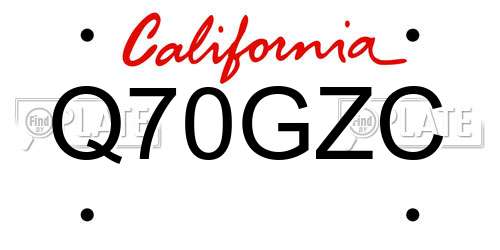 Q70GZC California License Plate