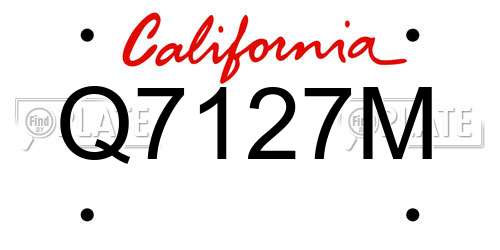 Q7127M California License Plate