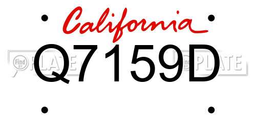 Q7159D California License Plate