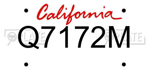 Q7172M California License Plate