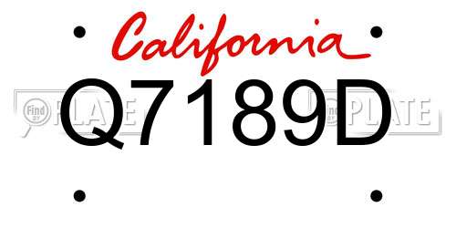 Q7189D California License Plate