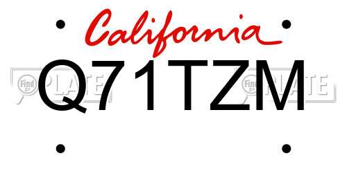 Q71TZM California License Plate