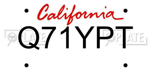 Q71YPT California License Plate