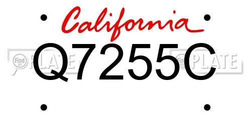 Q7255C California License Plate