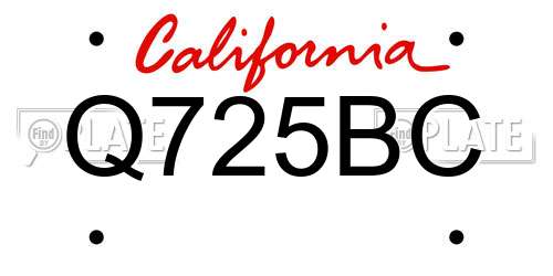 Q725BC California License Plate