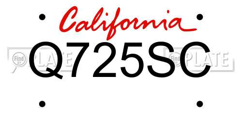 Q725SC California License Plate
