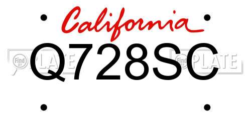 Q728SC California License Plate