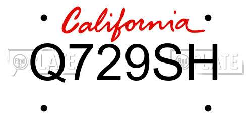 Q729SH California License Plate