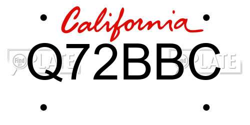 Q72BBC California License Plate