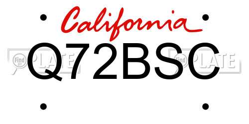 Q72BSC California License Plate