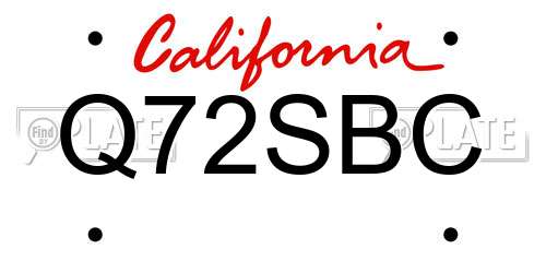 Q72SBC California License Plate