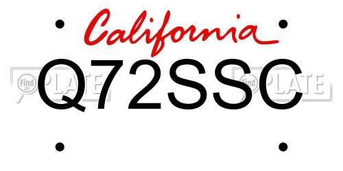 Q72SSC California License Plate