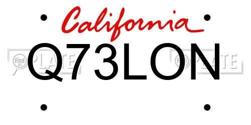 Q73LON California License Plate