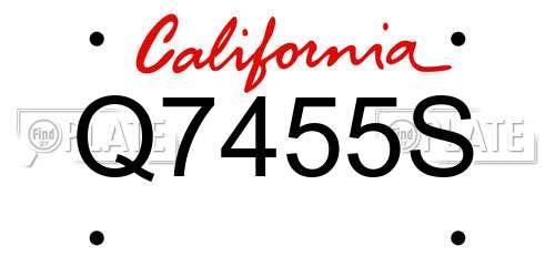 Q7455S California License Plate
