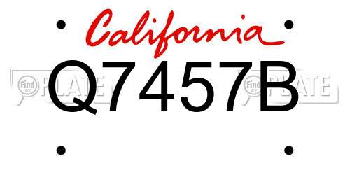 Q7457B California License Plate