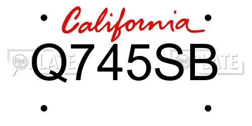Q745SB California License Plate