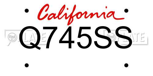 Q745SS California License Plate