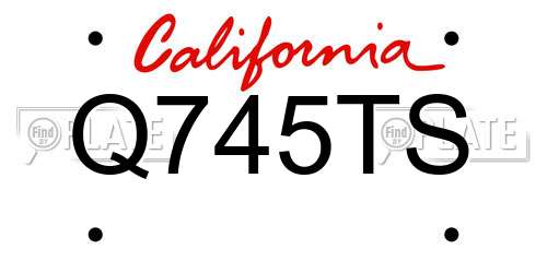 Q745TS California License Plate