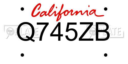 Q745ZB California License Plate