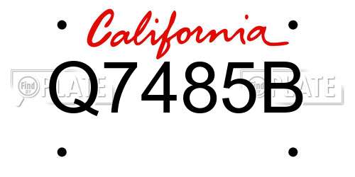 Q7485B California License Plate