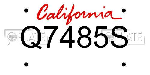 Q7485S California License Plate