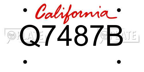 Q7487B California License Plate