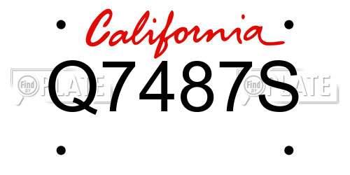Q7487S California License Plate