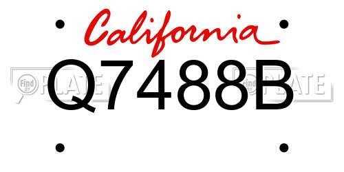 Q7488B California License Plate