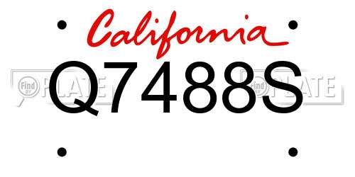 Q7488S California License Plate