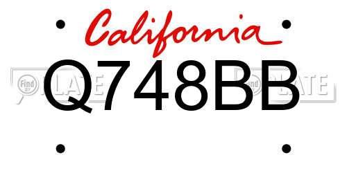 Q748BB California License Plate