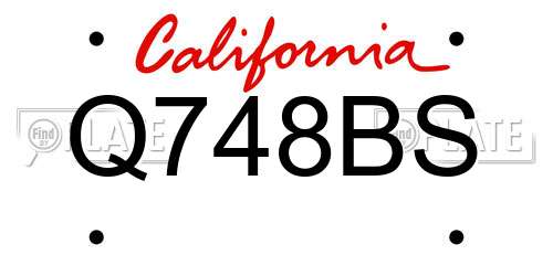 Q748BS California License Plate