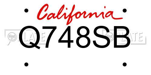 Q748SB California License Plate