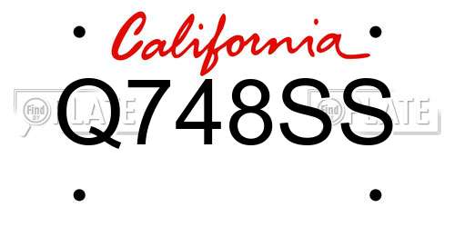 Q748SS California License Plate
