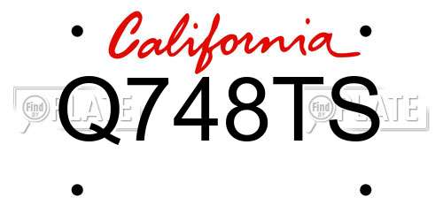 Q748TS California License Plate