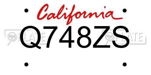 Q748ZS California License Plate