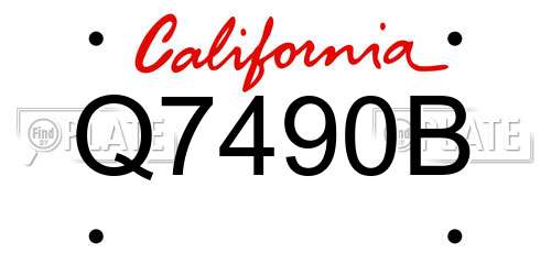 Q7490B California License Plate