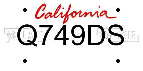 Q749DS California License Plate