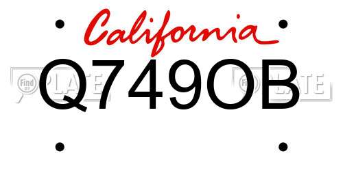 Q749OB California License Plate
