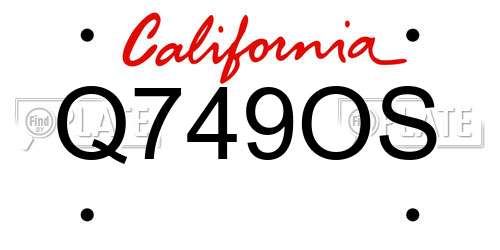 Q749OS California License Plate