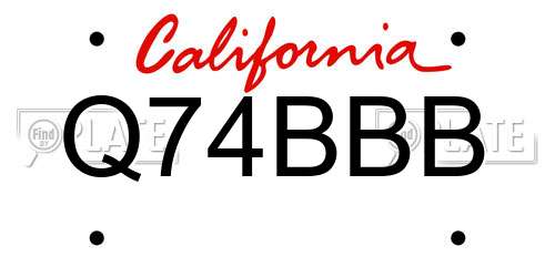 Q74BBB California License Plate