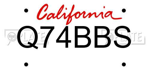 Q74BBS California License Plate