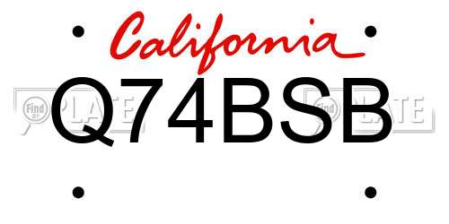 Q74BSB California License Plate