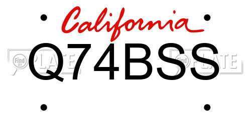 Q74BSS California License Plate