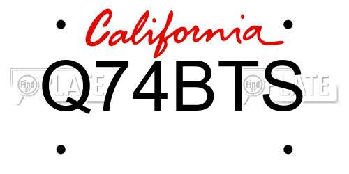 Q74BTS California License Plate