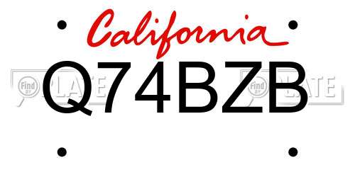 Q74BZB California License Plate