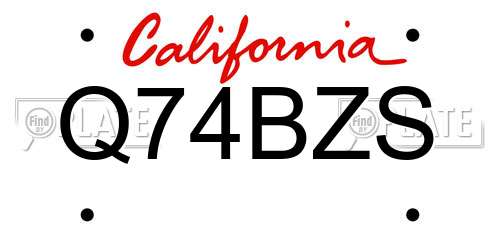 Q74BZS California License Plate