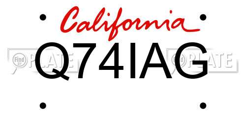 Q74IAG California License Plate